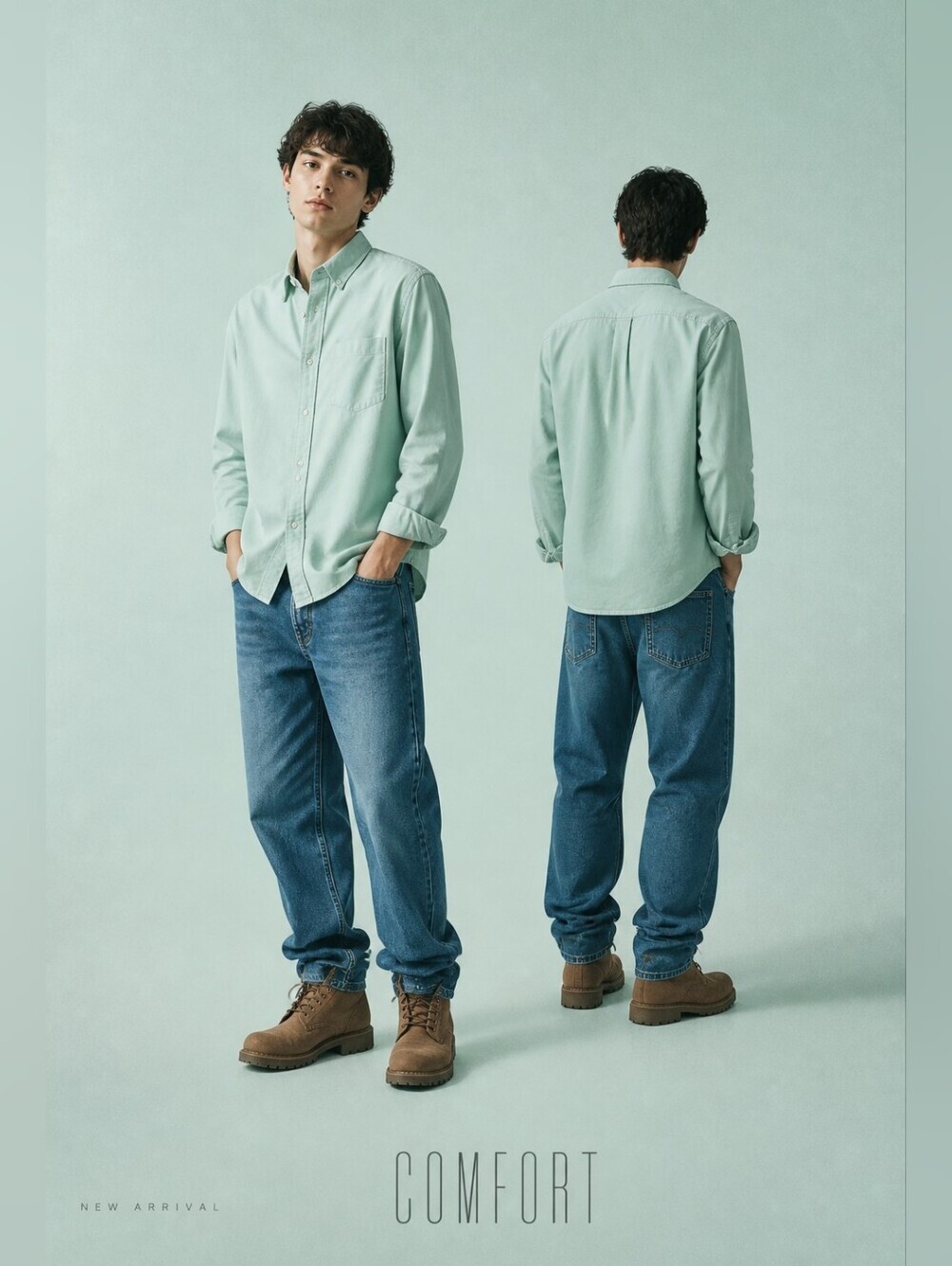 NWT St. John's Bay Relaxed Fit Mint Soft Wash Button Down Shirt Sz M